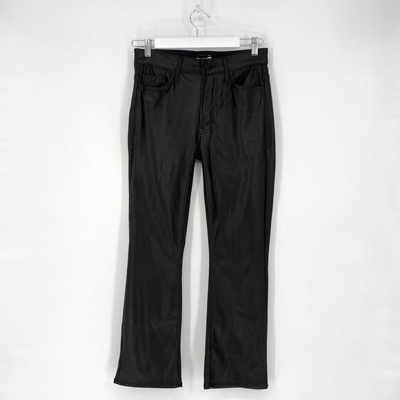 MOTHER The Insider Crop Pants Women’s Size 26 Captured Faux Leather Flare Black - Picture 2 of 9